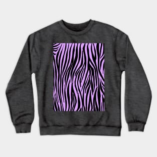 Zebra Stripes in Black and Lilac Purple Crewneck Sweatshirt